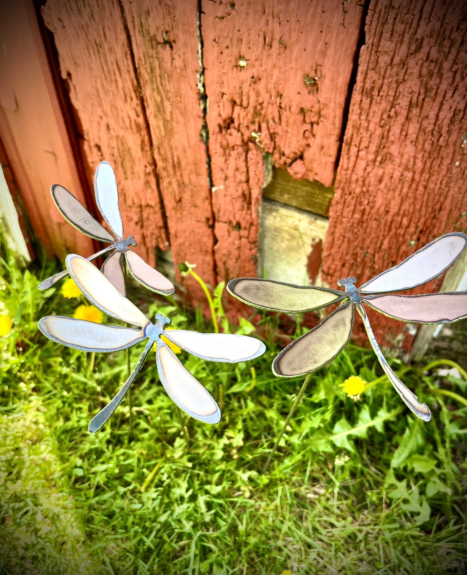 3-Pack Metal Dragonfly Garden Stakes - butterfly garden art - garden - Northern Forge, LLC