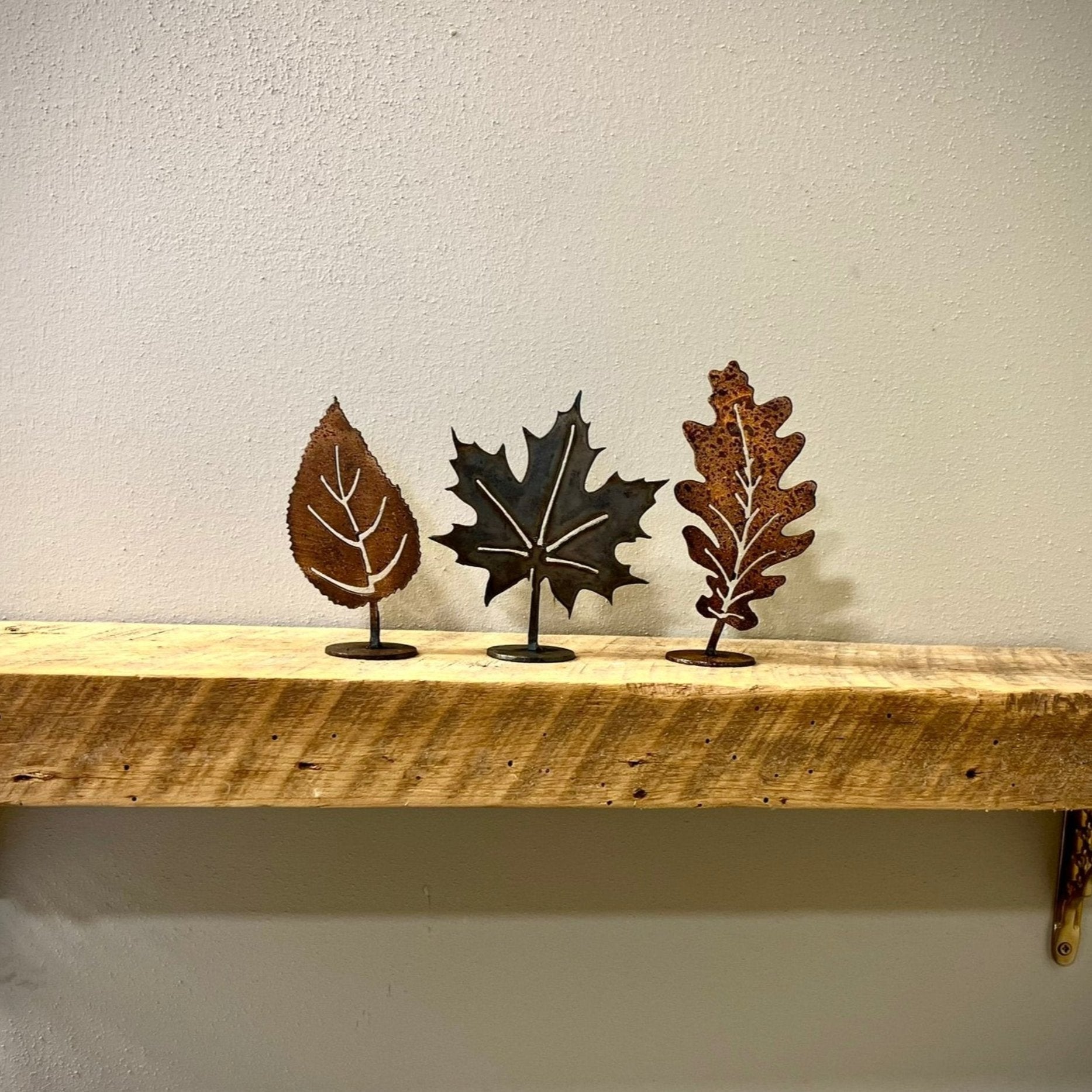 3 - Pack Metal Fall Leaves - Mantel - halloween - halloween decor - Northern Forge, LLC