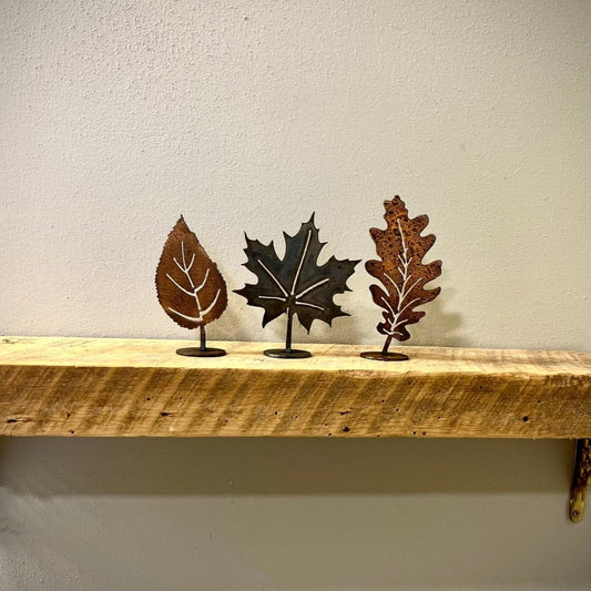 3 - Pack Metal Fall Leaves - Mantel - halloween - halloween decor - Northern Forge, LLC