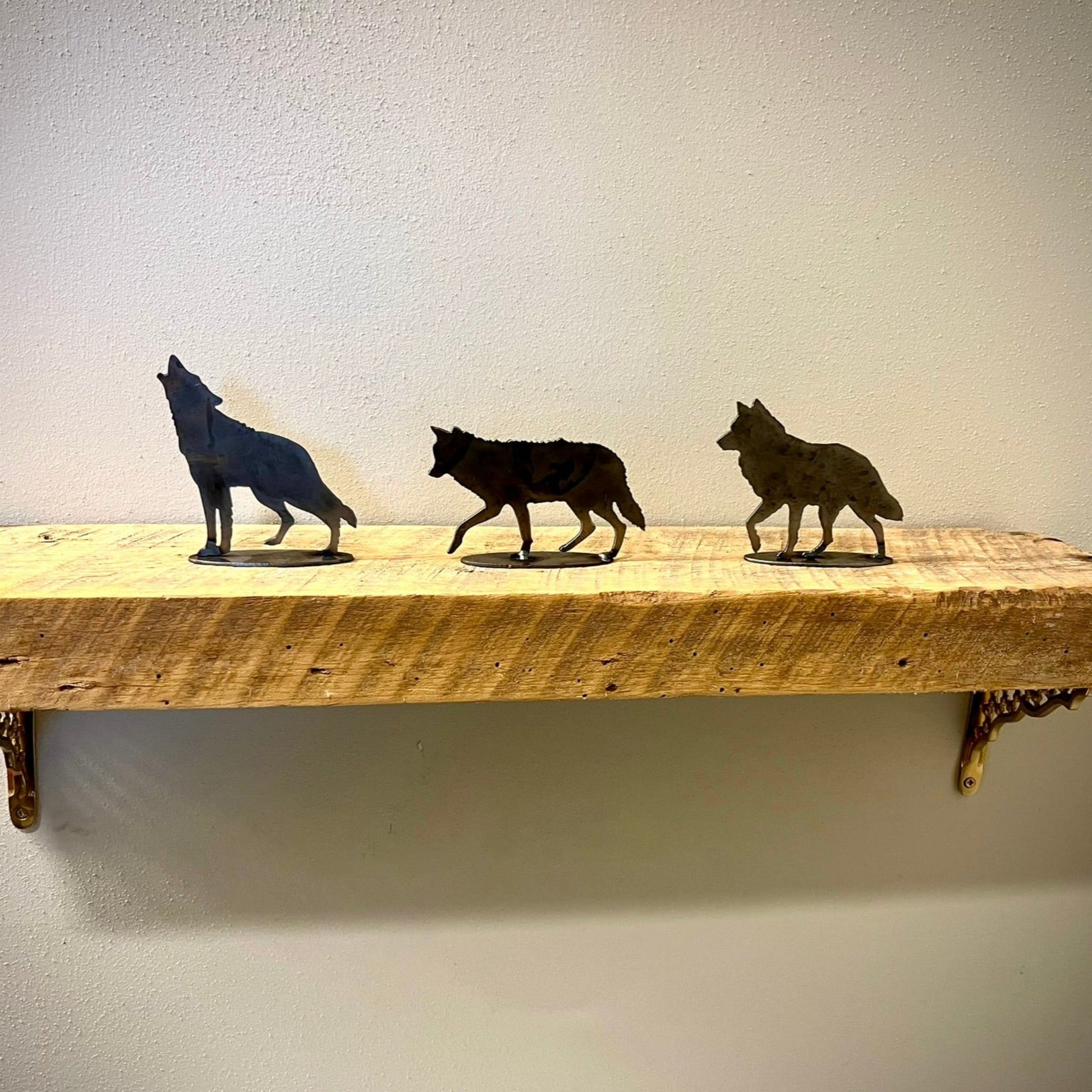 3 - Pack Metal Wolves - Mantel - cabin decor - deer for mantel - Northern Forge, LLC