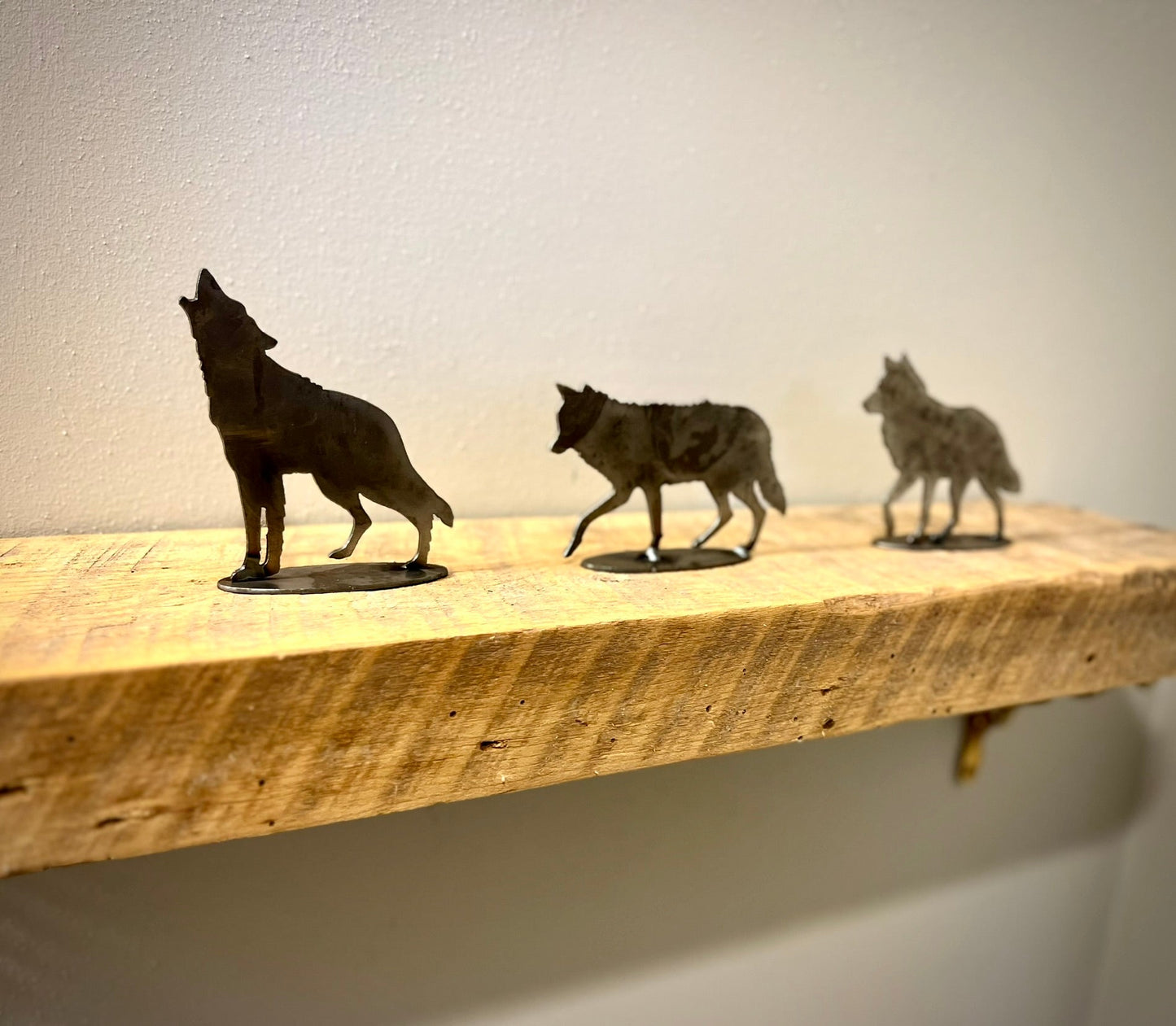 3 - Pack Metal Wolves - Mantel - cabin decor - deer for mantel - Northern Forge, LLC