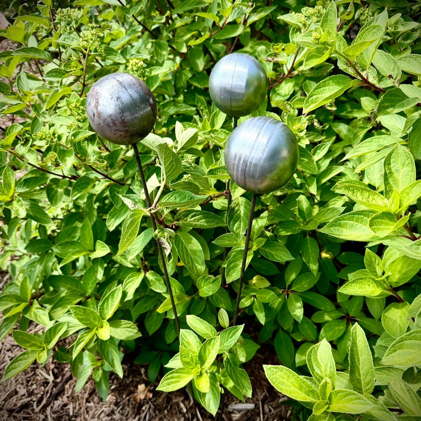 3-Pack Rustic Garden Balls - Steel Yard Art - garden - garden art - Northern Forge, LLC