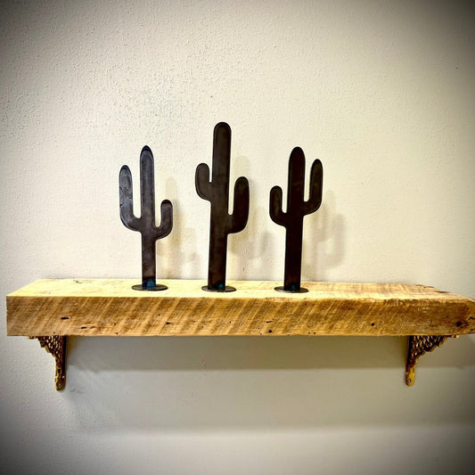 3-Pack Standing Steel Cactus - Varying Heights - cactus for mantel - cactus for shelf - Northern Forge, LLC