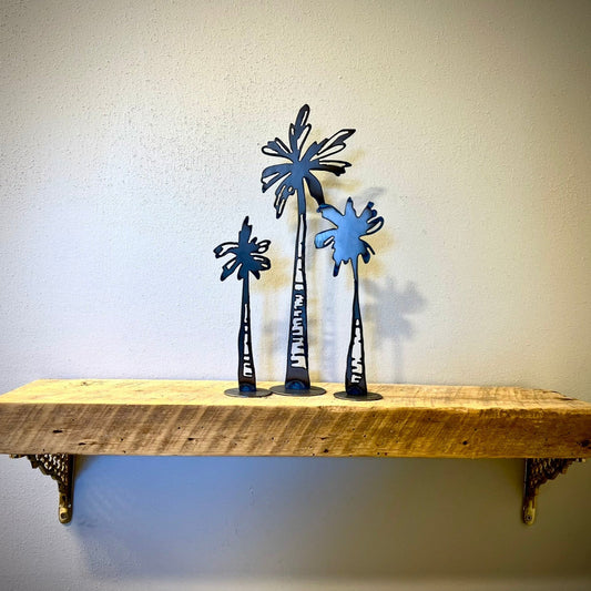 3 - Pack Standing Steel Palm Trees - Varying Heights - beachhouse decor - florida decor - Northern Forge, LLC