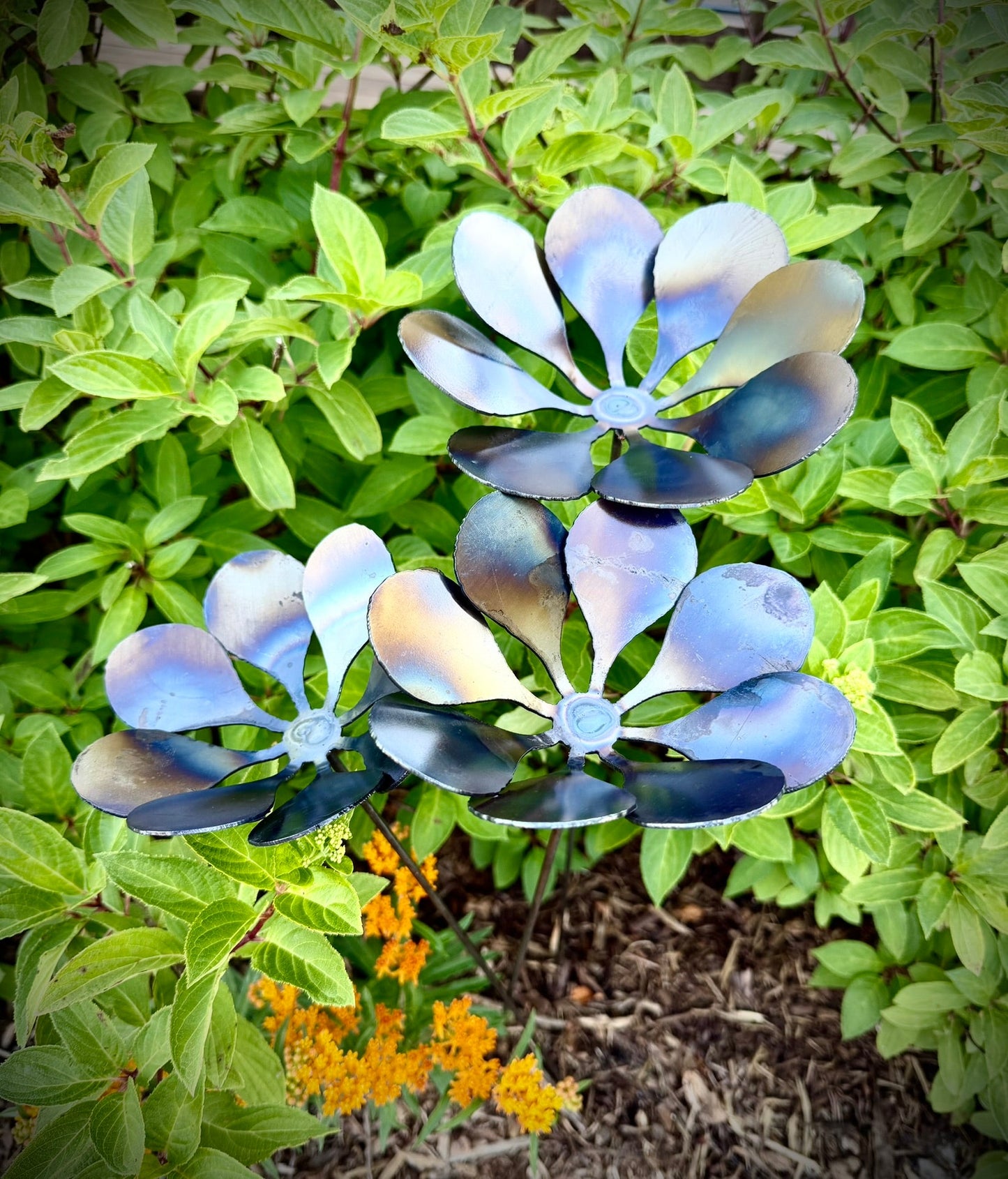 3-Pack Steel Blooming Flowers | Multiple Sizes - garden - garden art - Northern Forge, LLC