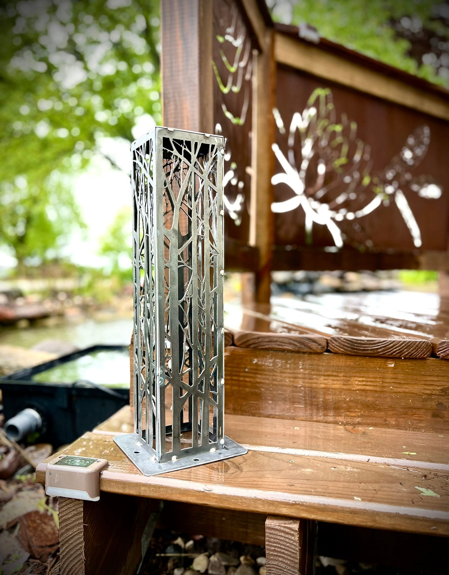 4 - Sided Secluded Forest Solar Luminary - Steel - christmas - christmas decor - Northern Forge, LLC