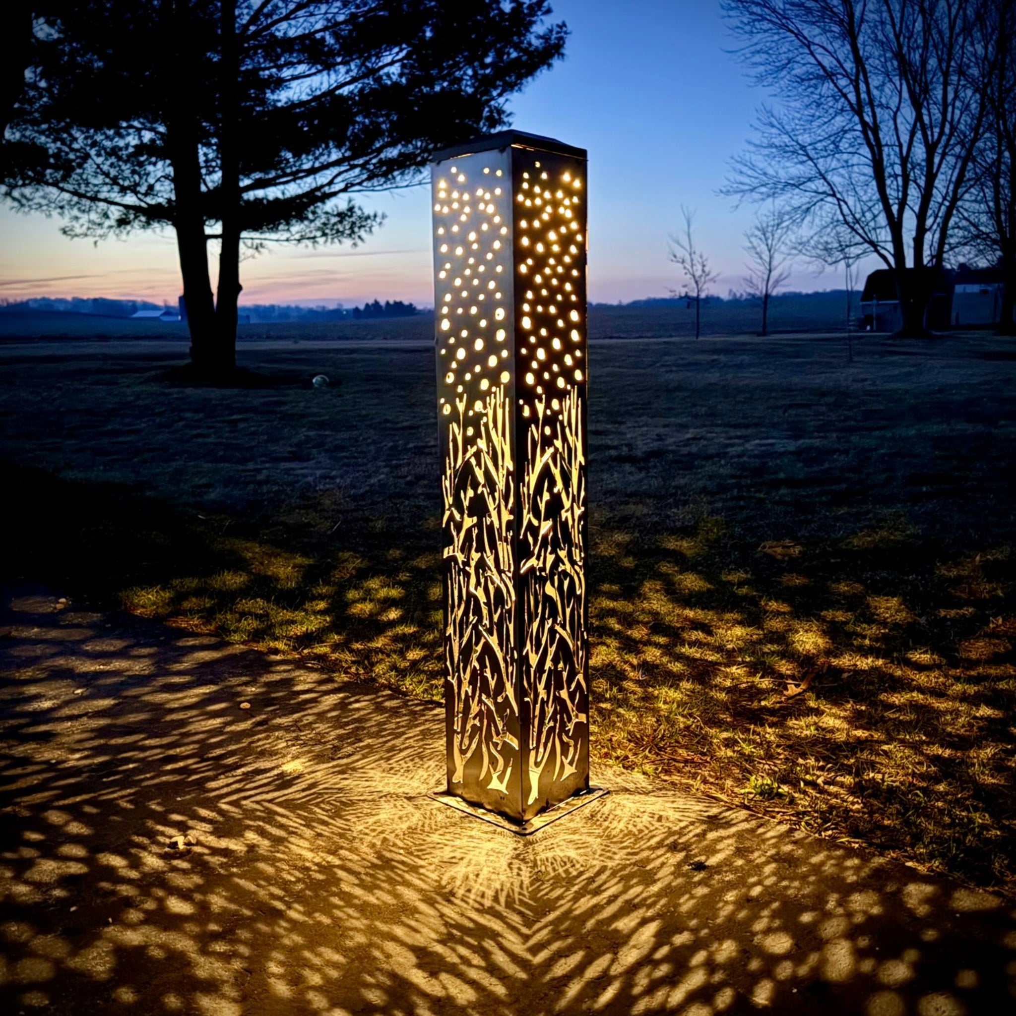 Starry Forest Steel Luminary Pillar | Multiple Sizes | Corten