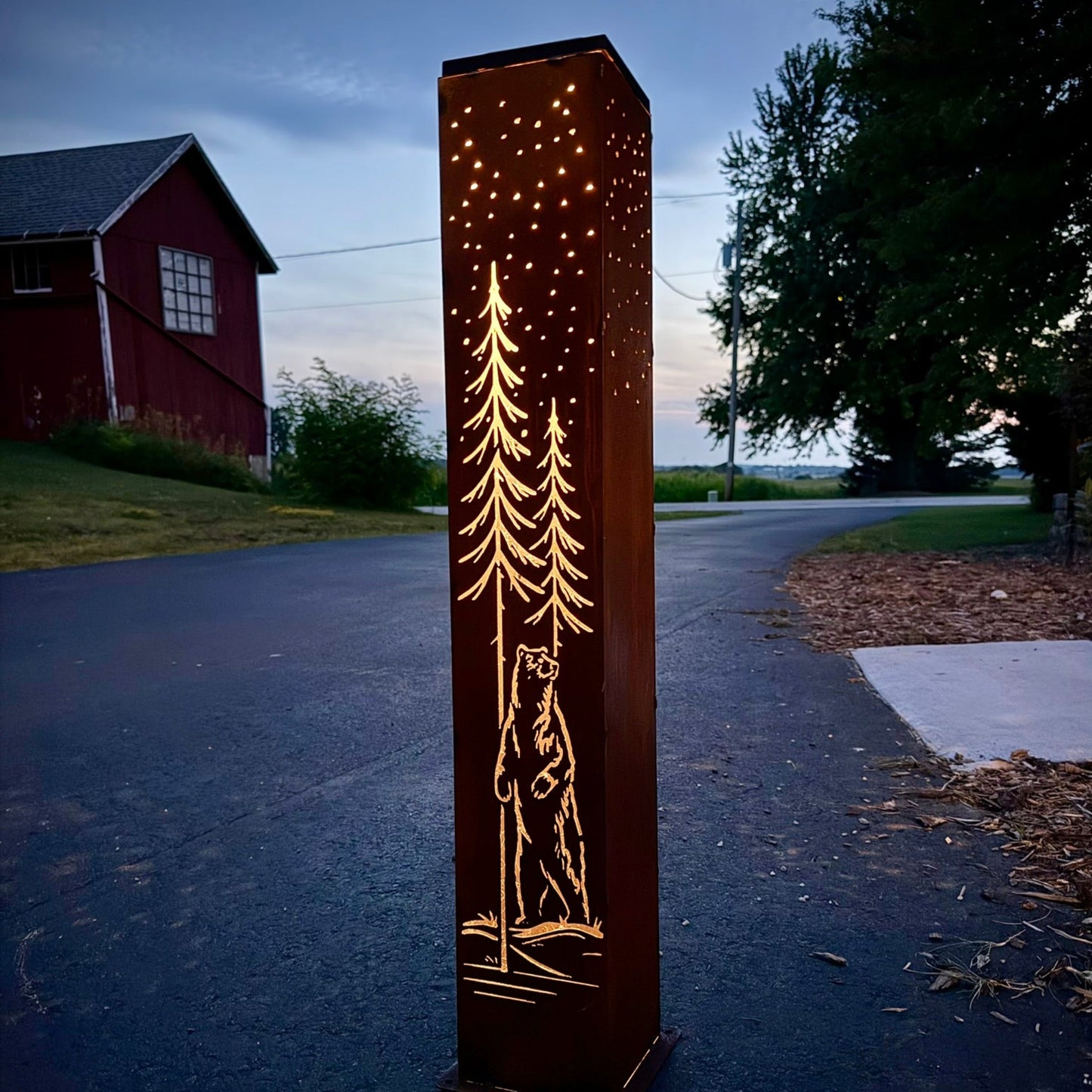 DISCOUNTED - Timberline Grizzly Solar Luminary Pillar - Steel