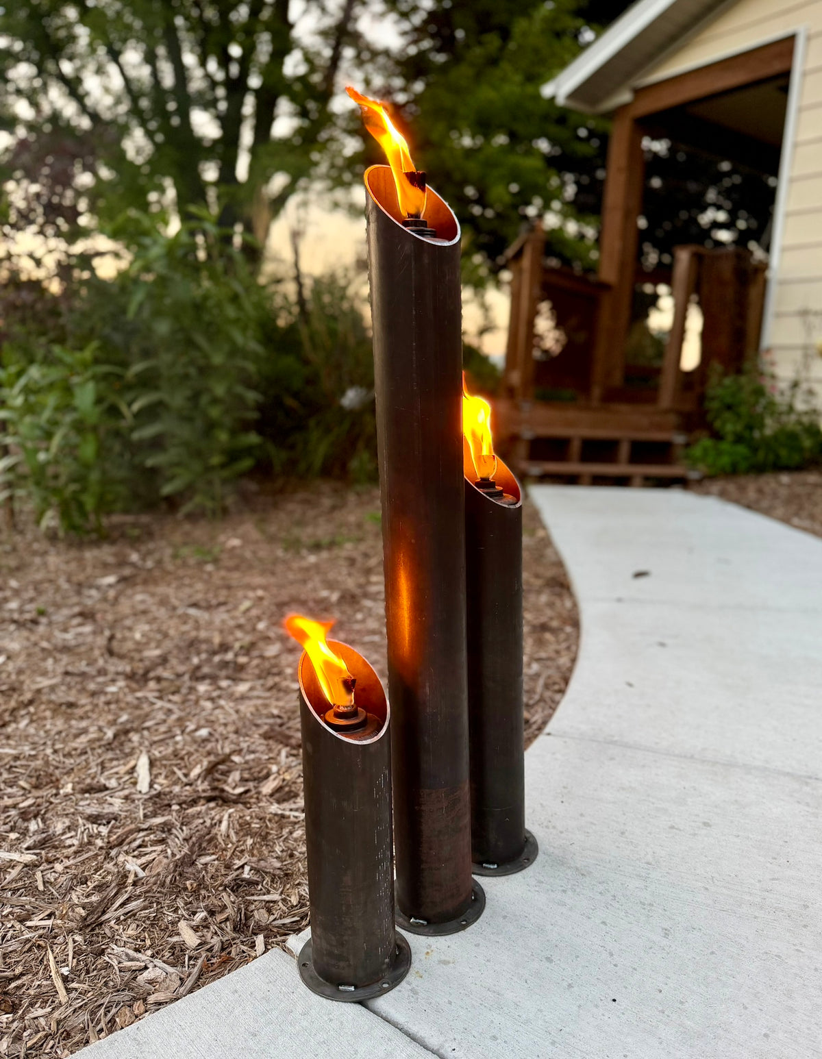 IronFlame Patio Torches- Steel Round Patio Torches - Multiple Sizes