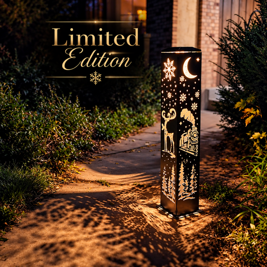 Limited Edition European Christmas Market Solar Pillar - Steel (Corten Available)