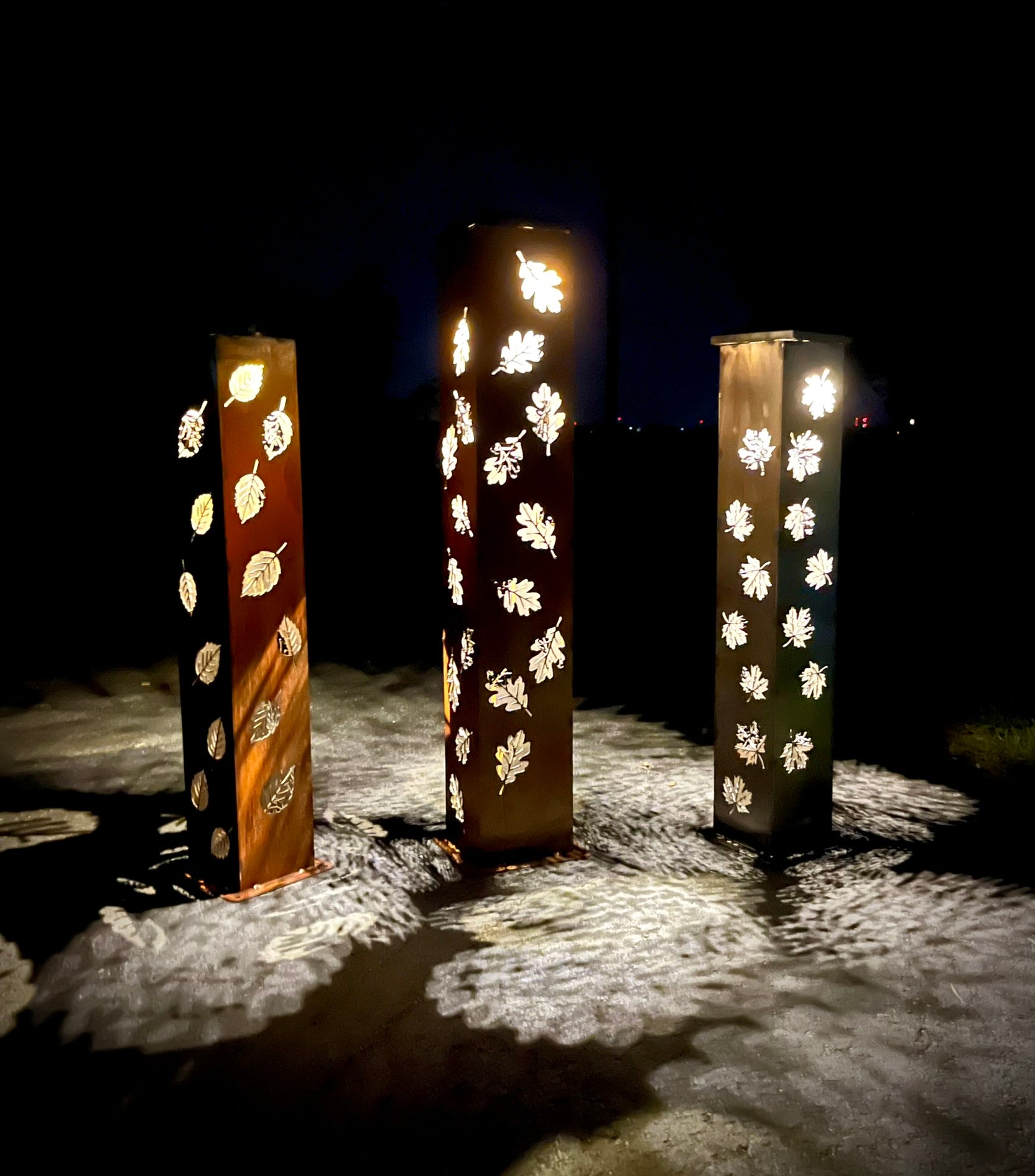 Autumn Glow Luminary Collection - Solar Pillars - autumn solar lights - fall - Northern Forge, LLC