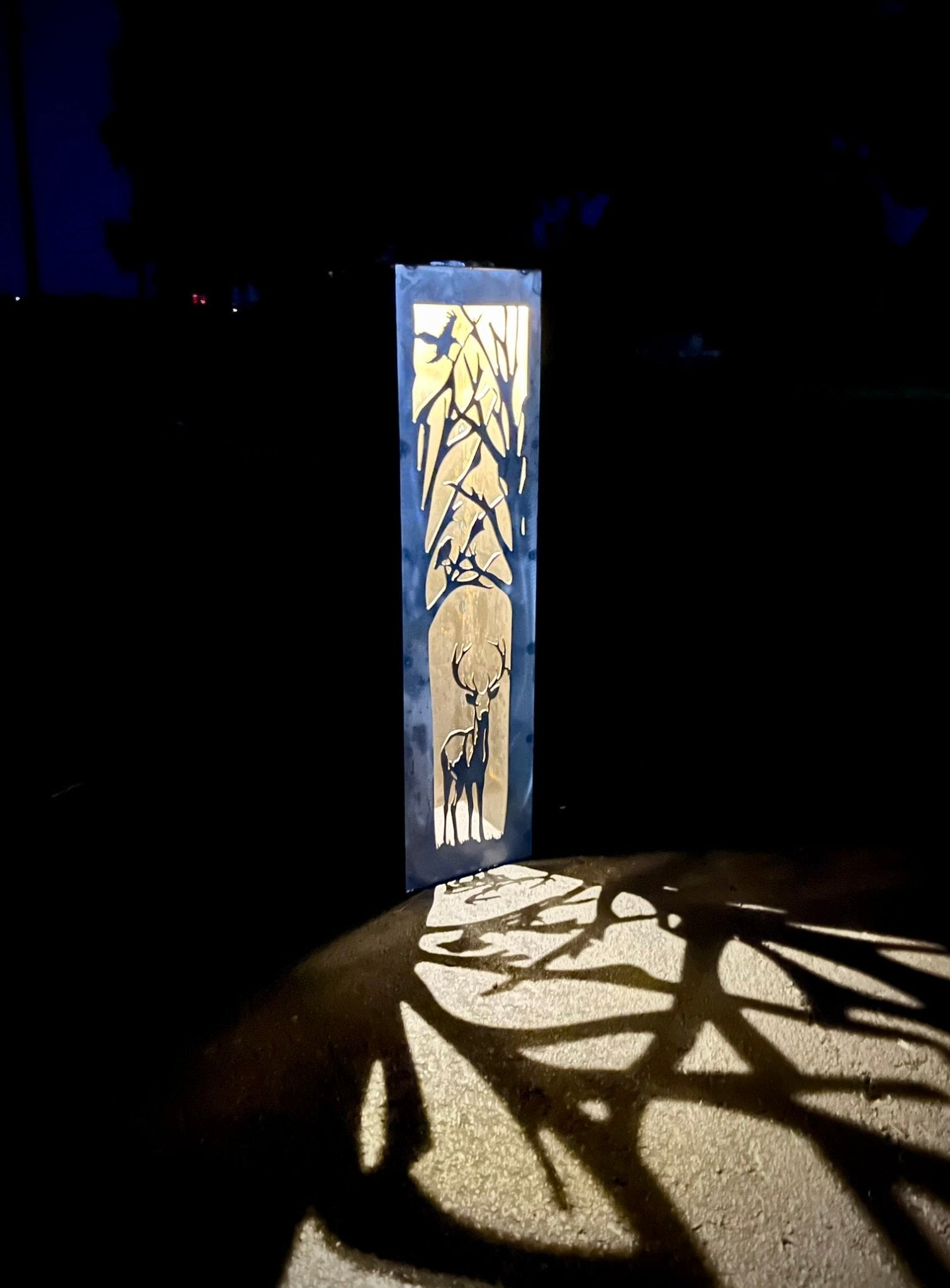 Buck Forest Solar Tube Light - Steel - Multiple Sizes - buck solar lantern - deer garden pillar - Northern Forge, LLC