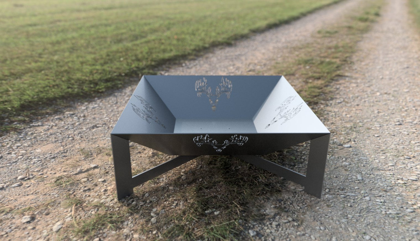 Buck Skull Metal Outdoor Fire Pit - Multiple Sizes - buck fire pit - deer fire pit - Northern Forge, LLC