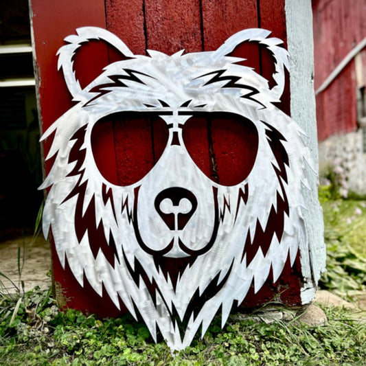 Cool Bear Steel Wall Art – Sunglasses Bear Metal Sign - bear sunglasses - big game - Northern Forge, LLC