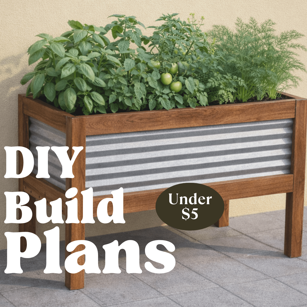 Corrugated Raised Planter Box w/ Legs DIY Build Plans, Raised Garden Bed, 4ft x 2ft, Simple Step - by - Step PDF - Build Plans - corner garden bed - Northern Forge, LLC