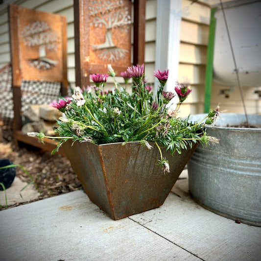 Corten Steel Tapered Wavy Top Planter - Multiple Sizes - corten planter - corten pond - Northern Forge, LLC