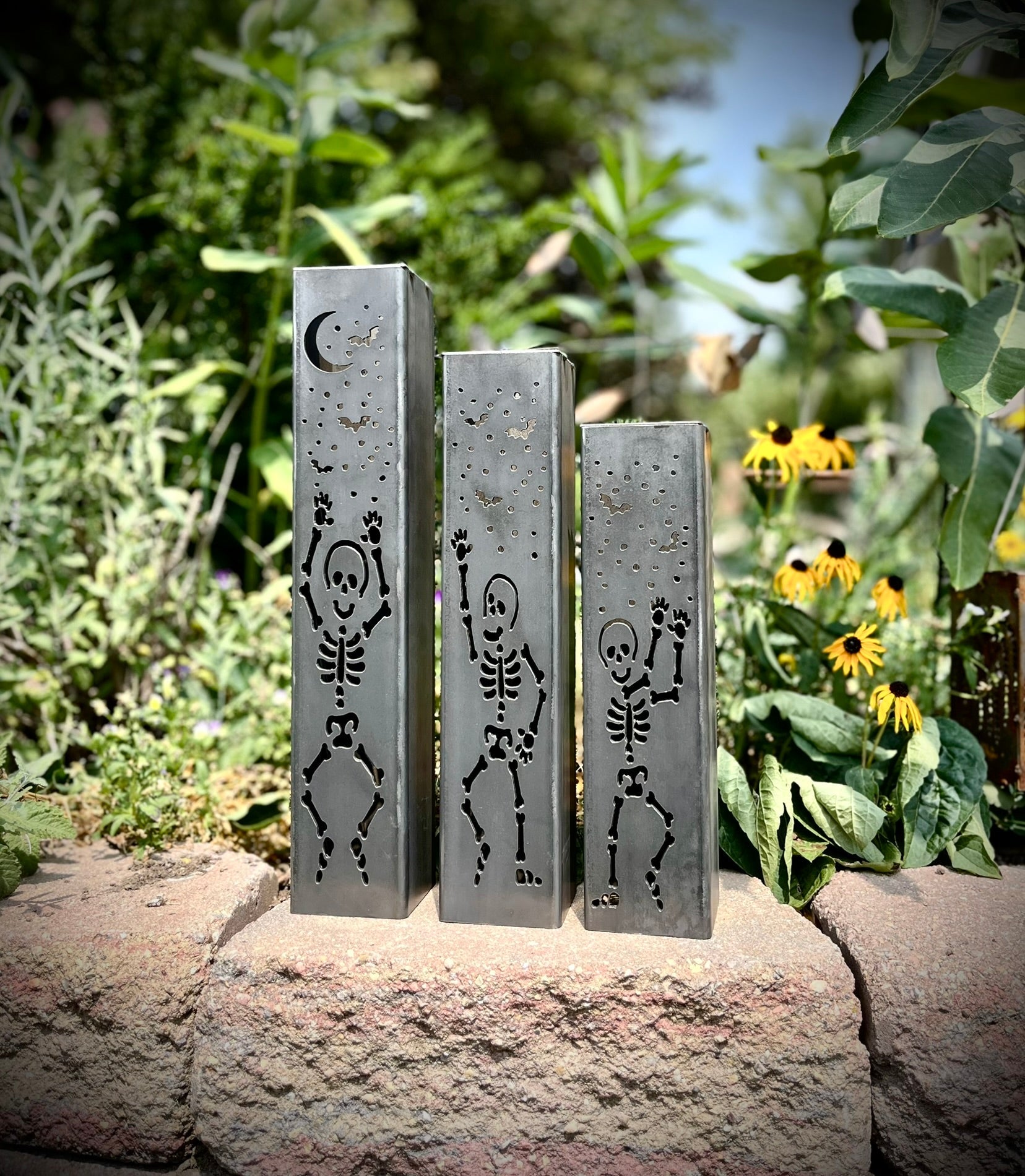 Dancing Bones Solar Tube Lights - Skeletons - Steel - dancing skeleton lights - Dancing Skeletons - Northern Forge, LLC