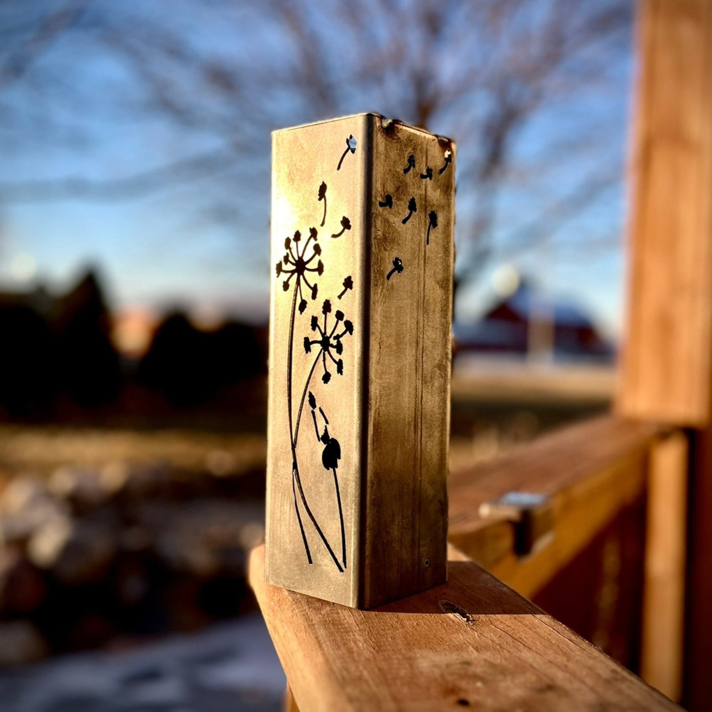 Dandelion Solar Tube Light - Steel - flower light - landscape lighting - Northern Forge, LLC