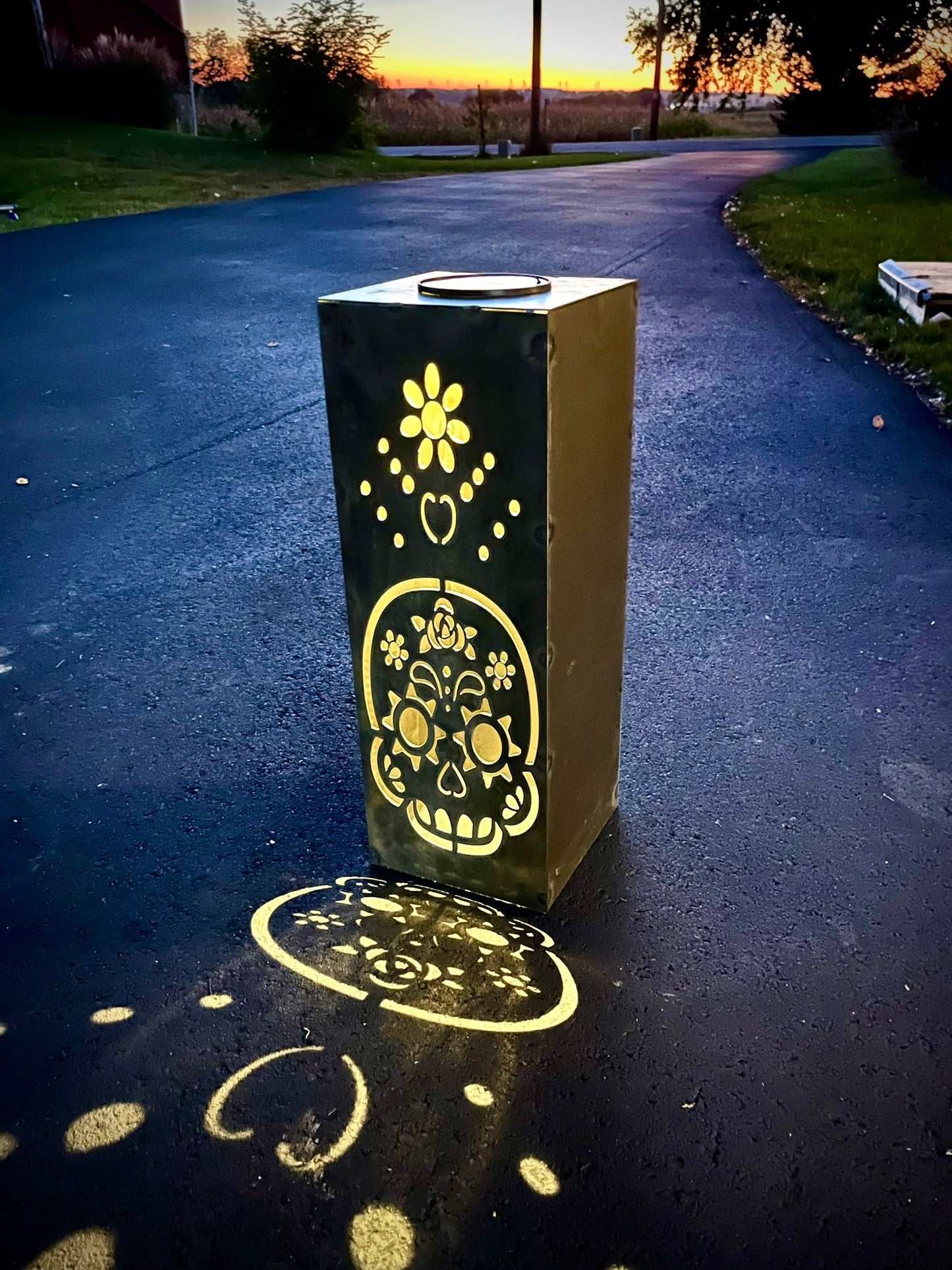 Day of the Dead Solar Tube Light - Steel - Multiple Sizes - day of the dead decor - day of the dead light - Northern Forge, LLC