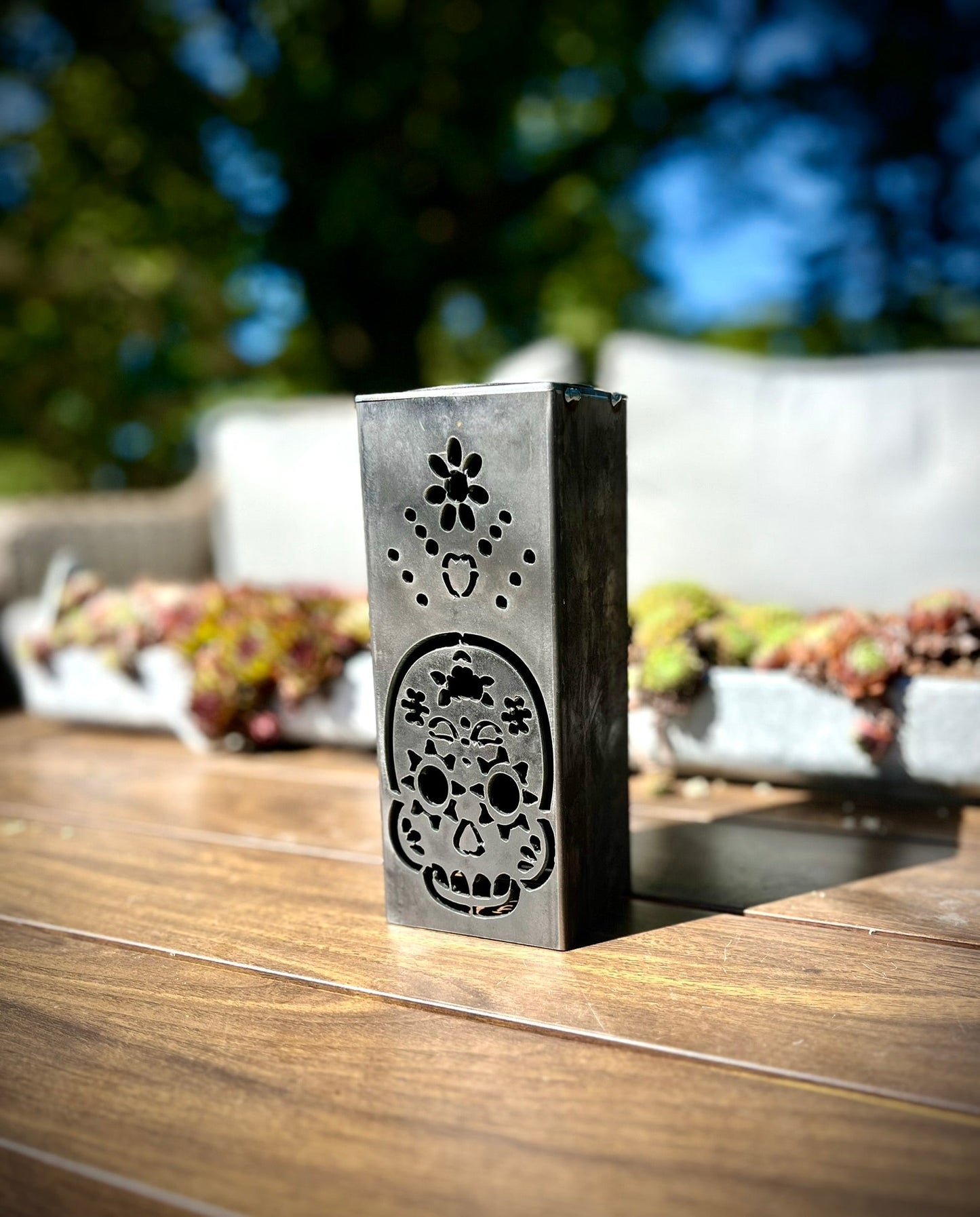 Day of the Dead Solar Tube Light - Steel - Multiple Sizes - day of the dead decor - day of the dead light - Northern Forge, LLC