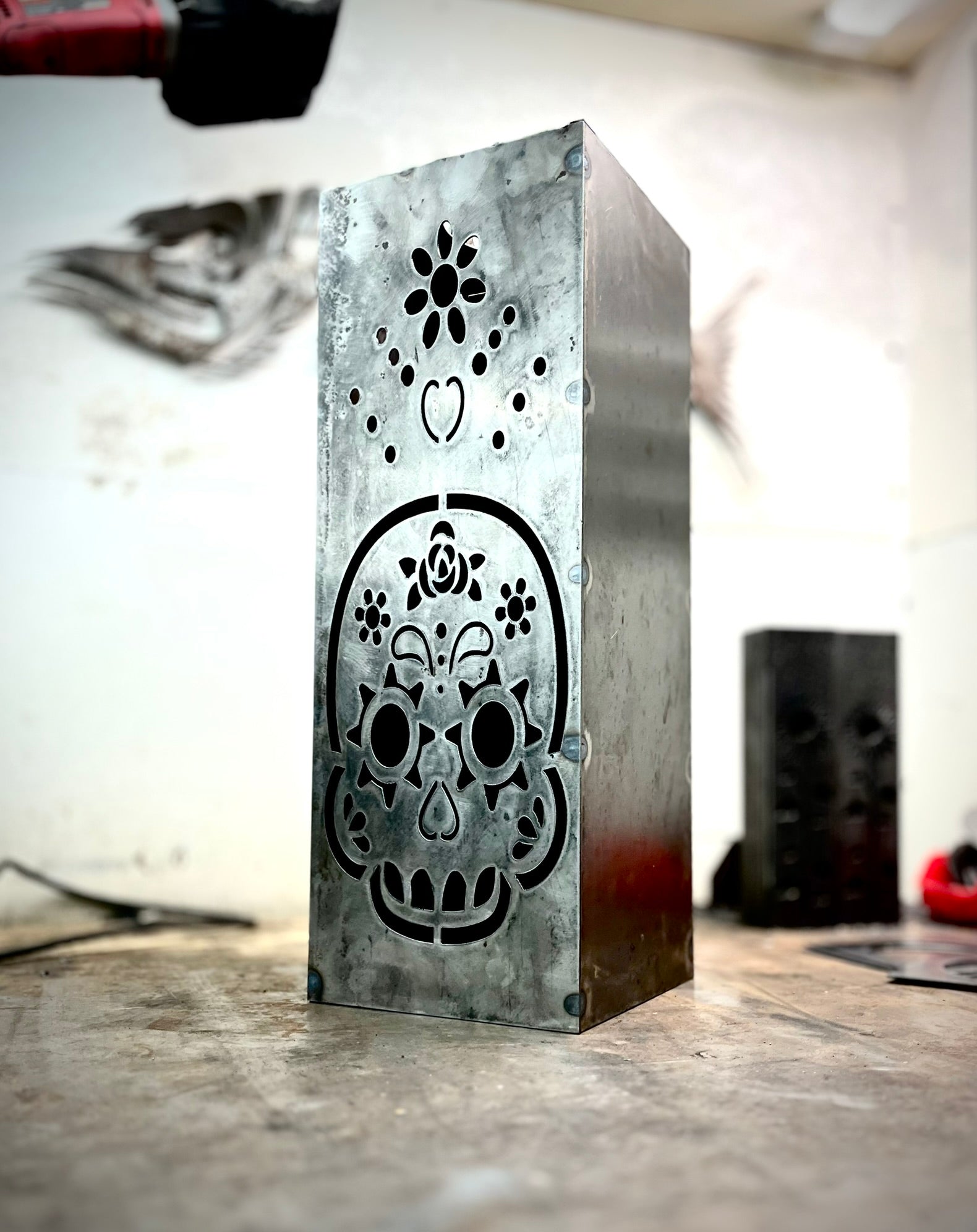 Day of the Dead Solar Tube Light - Steel - Multiple Sizes - day of the dead decor - day of the dead light - Northern Forge, LLC
