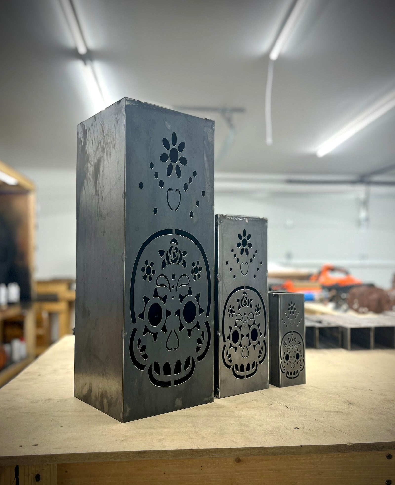 Day of the Dead Solar Tube Light - Steel - Multiple Sizes - day of the dead decor - day of the dead light - Northern Forge, LLC