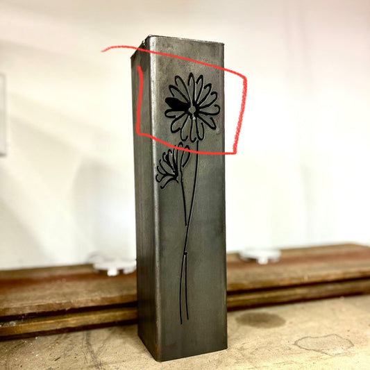 DEFECT - Daisies Pillar Luminary w/ Solar Cap | 12 - inch - defect - Northern Forge, LLC