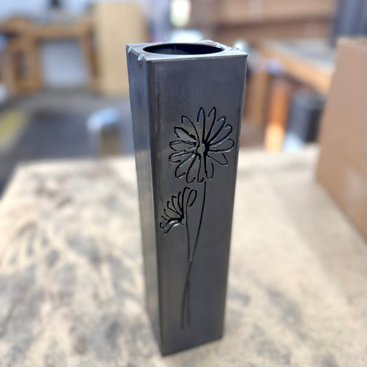 DEFECT - Daisies Pillar Luminary w/ Solar Cap | 12 - inch - defect - Northern Forge, LLC