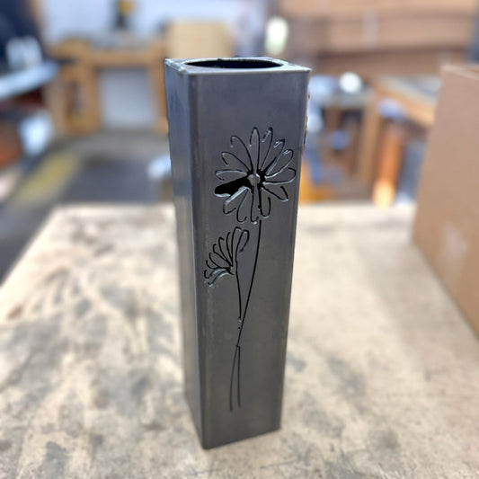 DEFECT - Daisies Pillar Luminary w/ Solar Cap | 12 - inch - defect - Northern Forge, LLC