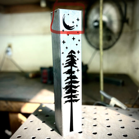 DEFECT - Pine Tree Pillar Luminary w/ Solar Cap | 16 - inch - defect - Northern Forge, LLC