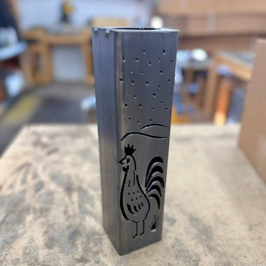 DEFECT - Rooster Pillar Luminary w/ Solar Cap | 12 - inch - defect - Northern Forge, LLC