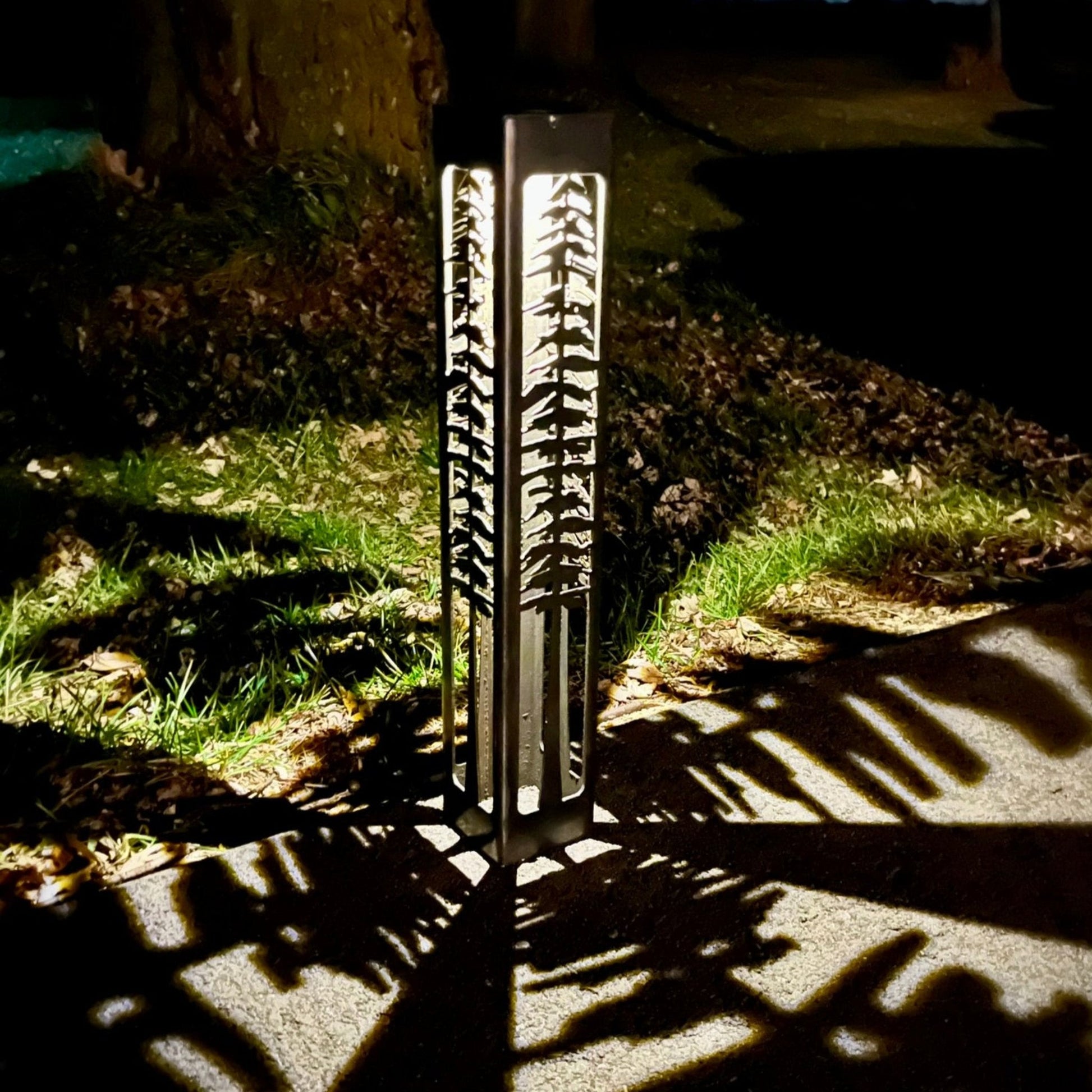 DEFECT - Tall Pine Steel Solar Luminary Pillar | 18 in. - defect - landscape lighting - Northern Forge, LLC