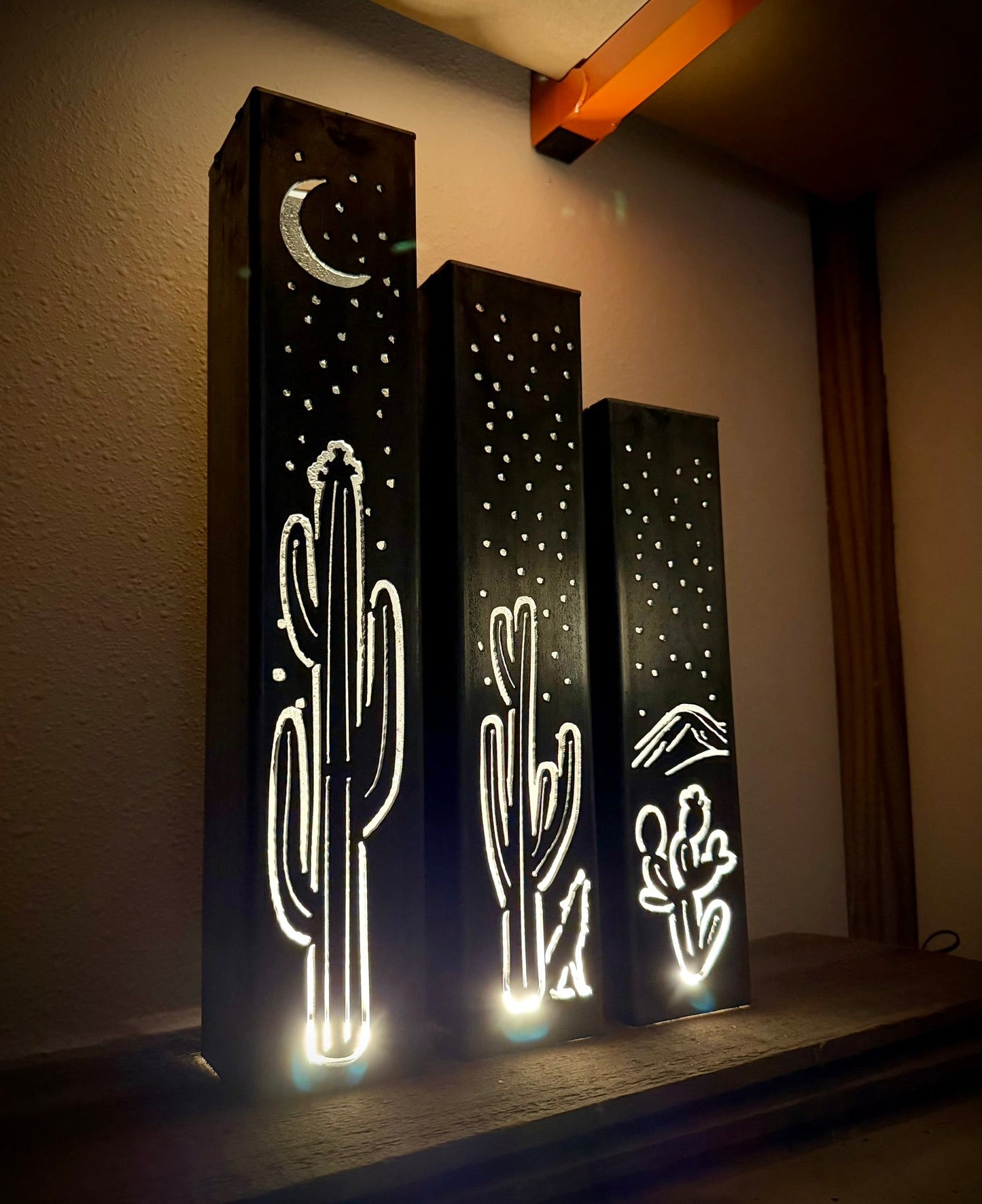 Desert Night Indoor Luminary | Multiple Sizes - cactus lights - desert accent lights - Northern Forge, LLC