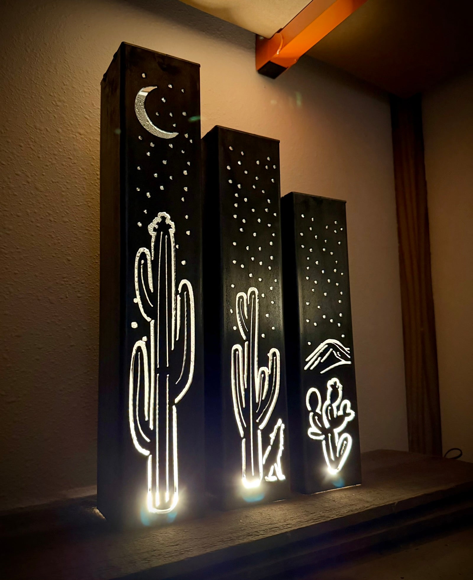 Desert Night Indoor Luminary | Multiple Sizes - cactus lights - desert accent lights - Northern Forge, LLC