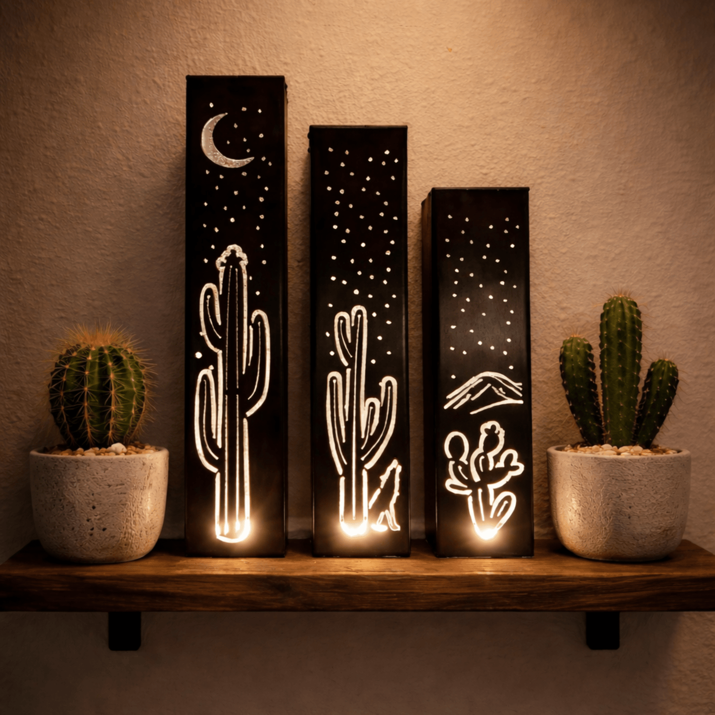 Desert Night Indoor Luminary | Multiple Sizes - cactus lights - desert accent lights - Northern Forge, LLC