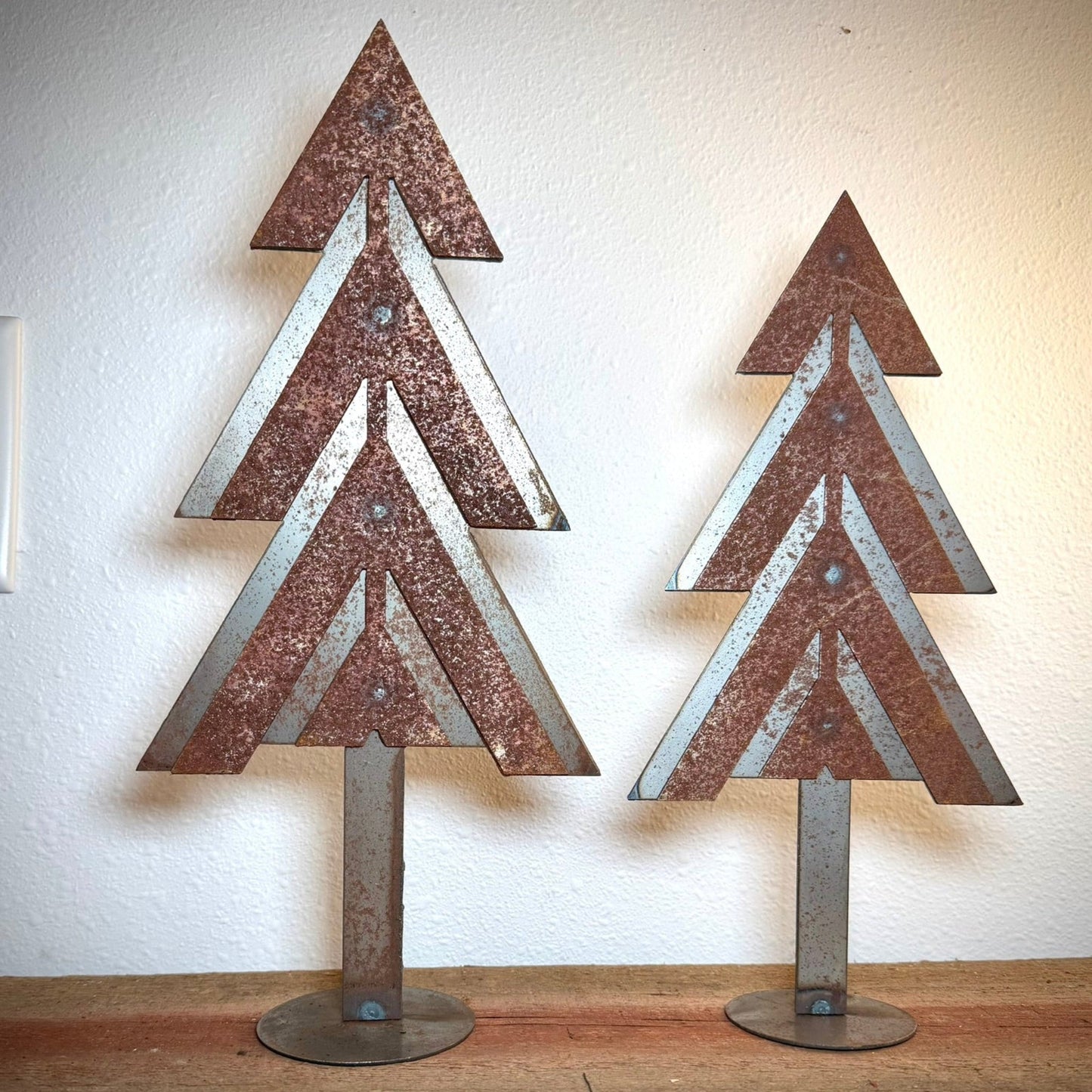 DISCOUNTED - 2 - Pack Layered Steel Christmas Trees - Mantel - defect - Northern Forge, LLC