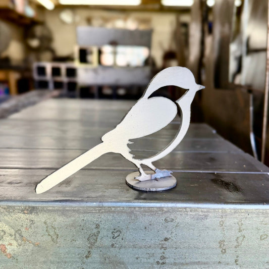 DISCOUNTED - Robust Metal Chickadee - Mantel - bird art - bird for mantel - Northern Forge, LLC