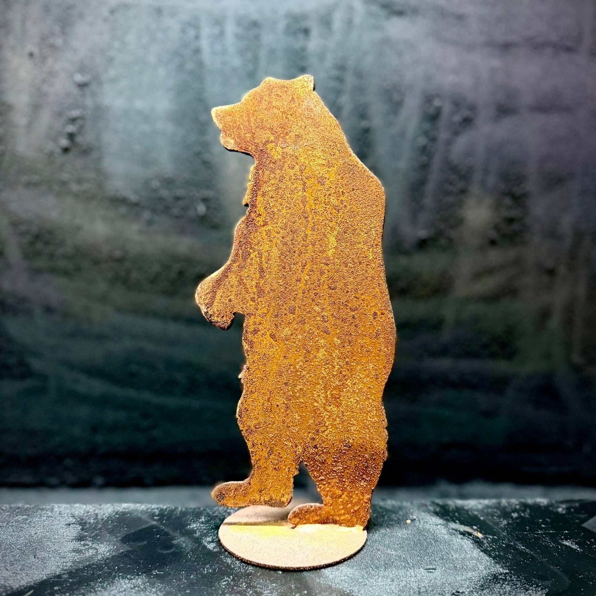 DISCOUNTED - Standing Rusted Metal Mantel Bear - 10-inches - bear decor shelf - cabin decor - Northern Forge, LLC