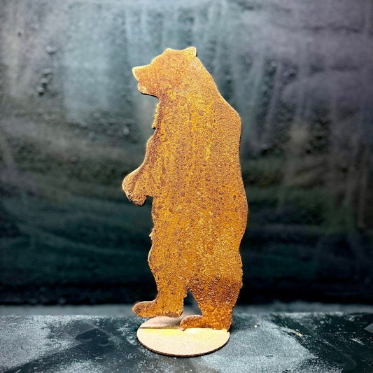 DISCOUNTED - Standing Rusted Metal Mantel Bear - 10-inches - bear decor shelf - cabin decor - Northern Forge, LLC