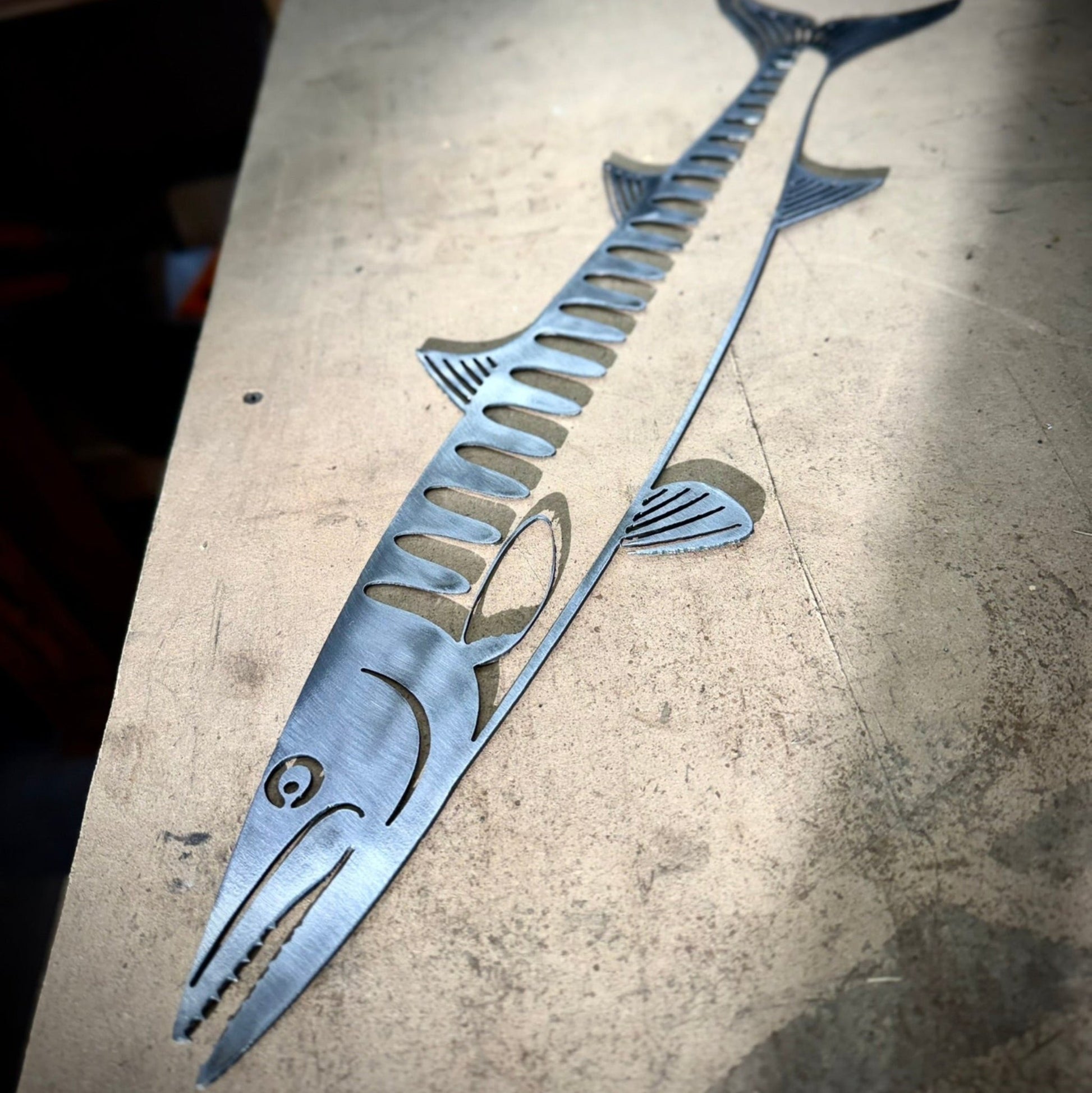 DISCOUNTED - Steel Hollow Barracuda Wall Art - 23 - inch - defect - Northern Forge, LLC