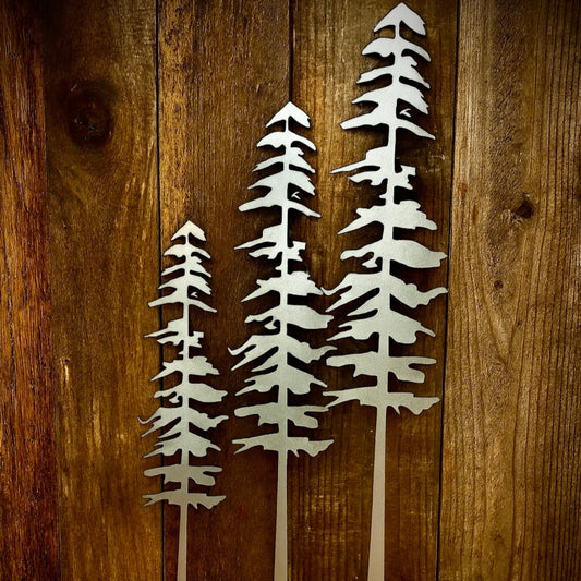 DISCOUNTED - XL Raw Steel Pine Trees - Wall Art - christmas - christmas decor - Northern Forge, LLC