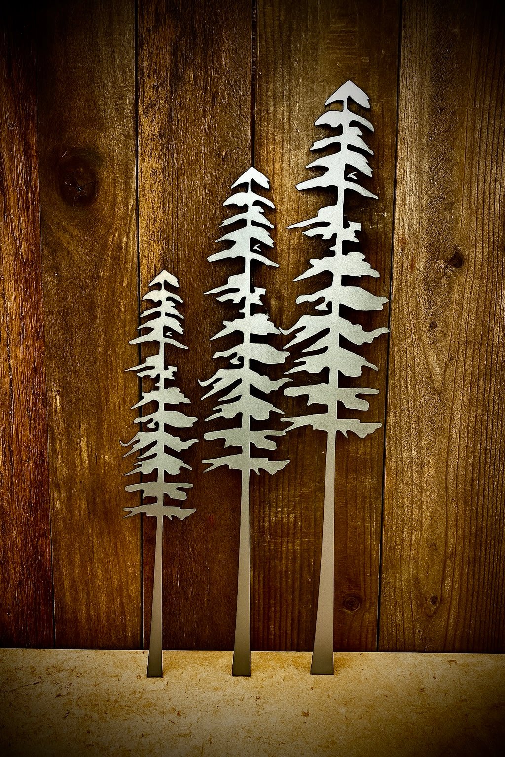 DISCOUNTED - XL Raw Steel Pine Trees - Wall Art - christmas - christmas decor - Northern Forge, LLC