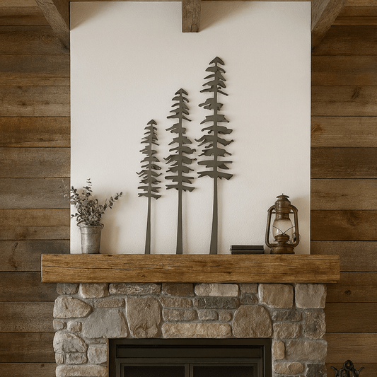 DISCOUNTED - XL Raw Steel Pine Trees - Wall Art - christmas - christmas decor - Northern Forge, LLC