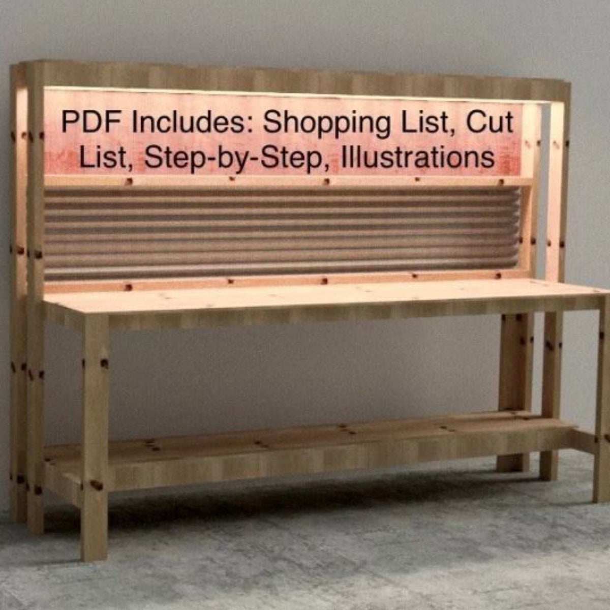 DIY Simple 8-foot Work Bench Build Plans - Digital Step-by-Step PDF ...