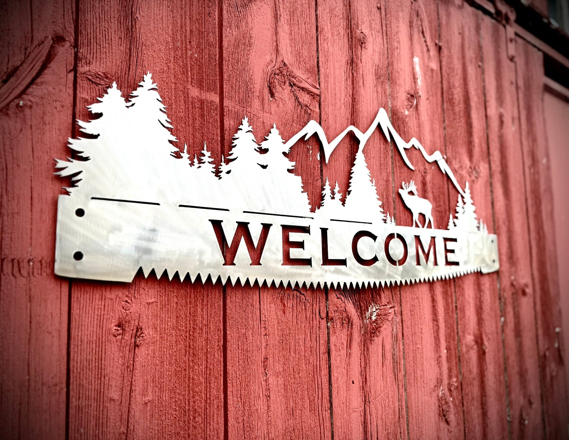 Elk Landscape Saw Blade - big game - buck jumping fence - Northern Forge, LLC