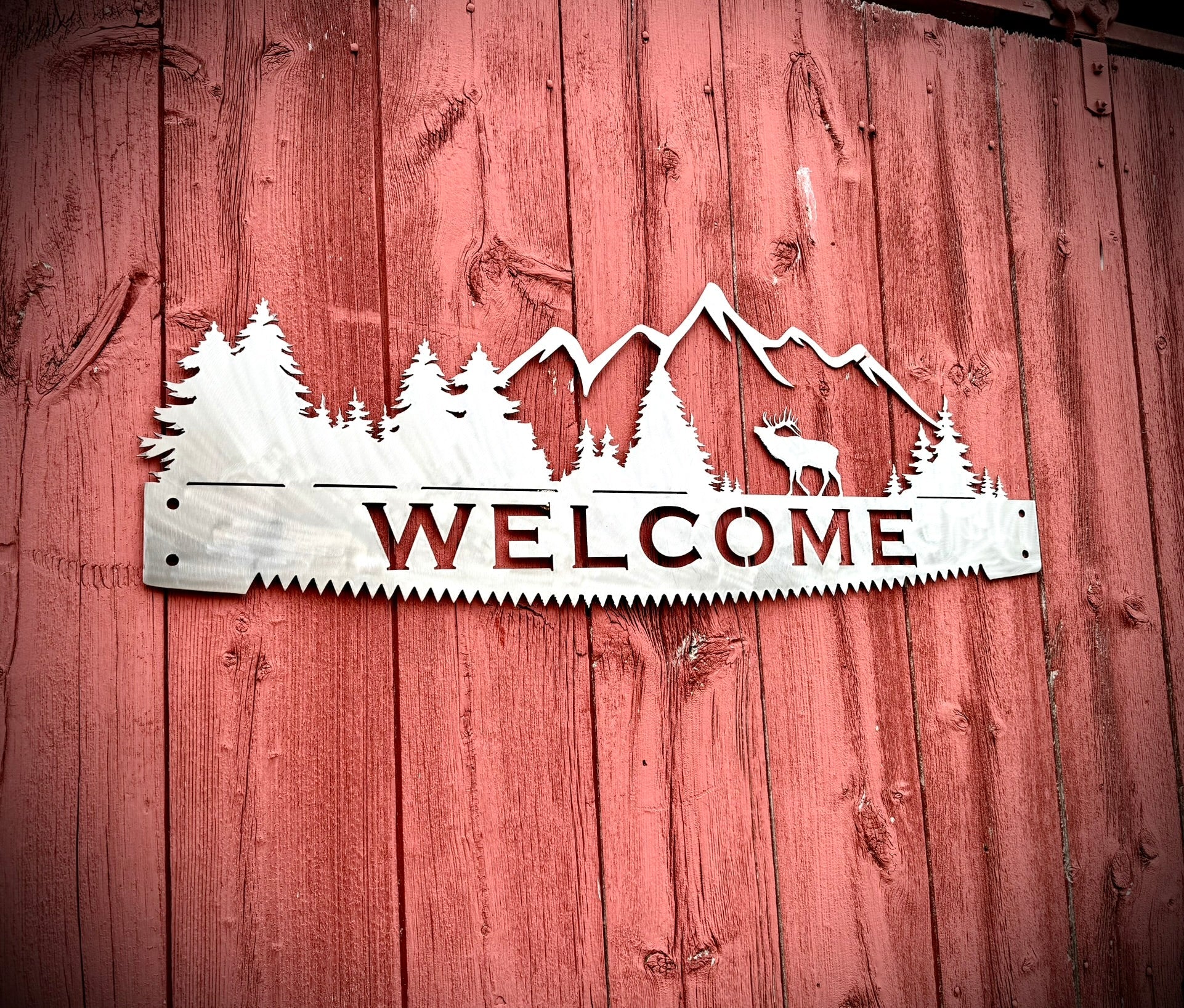 Elk Landscape Saw Blade - big game - buck jumping fence - Northern Forge, LLC
