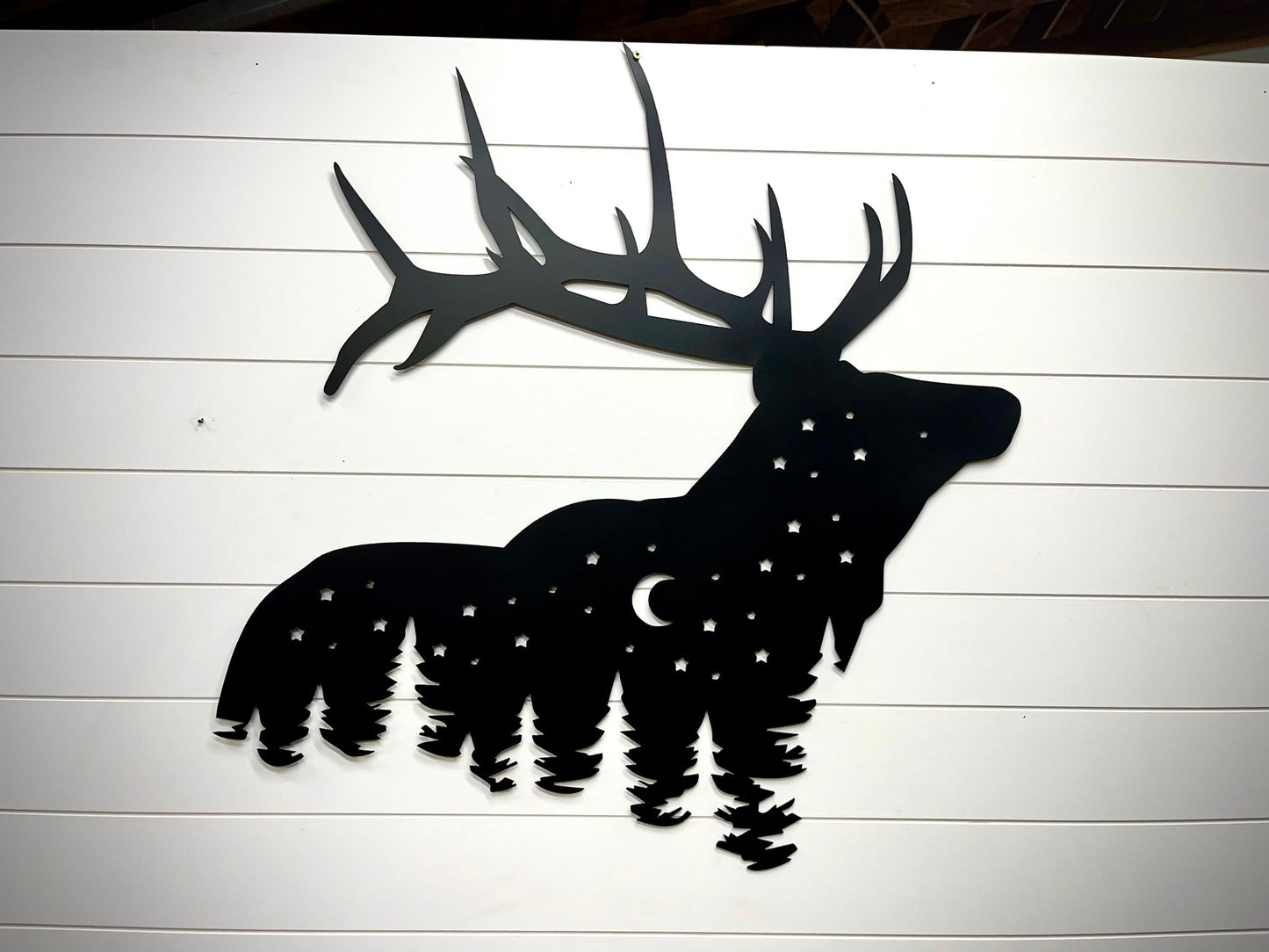 Elk Night Forest Sky Metal Art - big game - deer wall art - Northern Forge, LLC