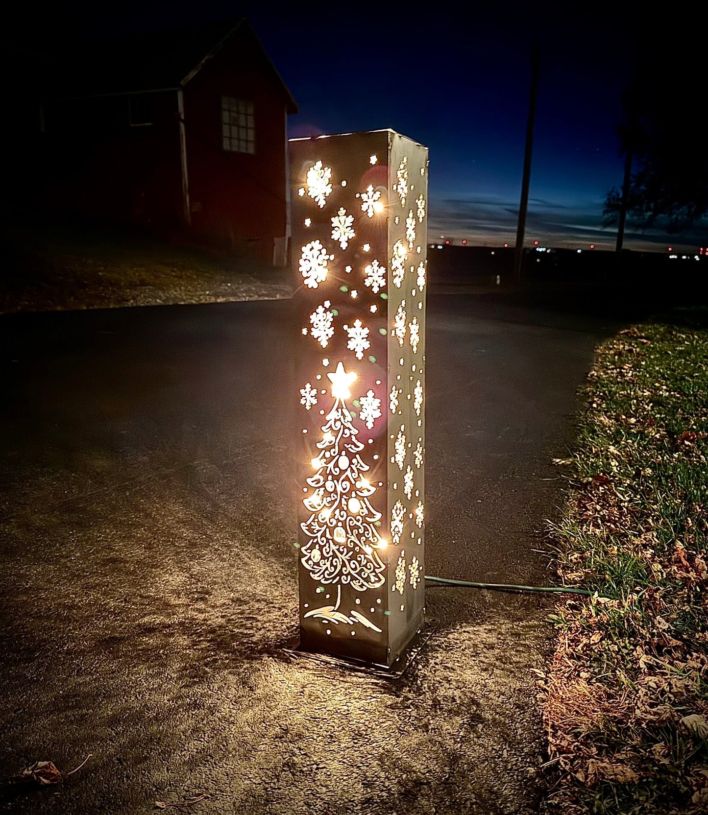 Enchanted Evergreen Solar Pillar - Steel Christmas Tree Solar Light - christmas - christmas decor - Northern Forge, LLC