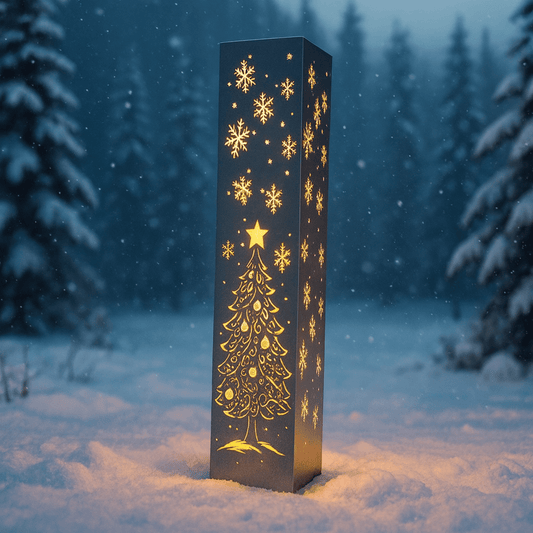 Enchanted Evergreen Solar Pillar - Steel Christmas Tree Solar Light - christmas - christmas decor - Northern Forge, LLC