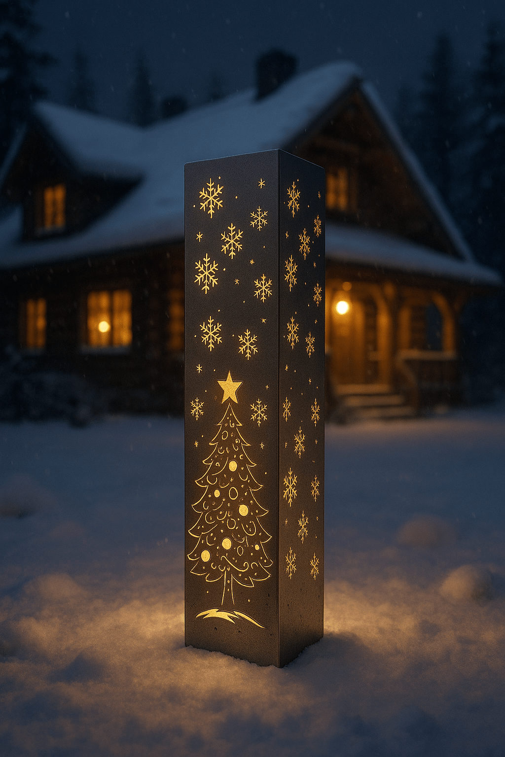Enchanted Evergreen Solar Pillar - Steel Christmas Tree Solar Light - christmas - christmas decor - Northern Forge, LLC
